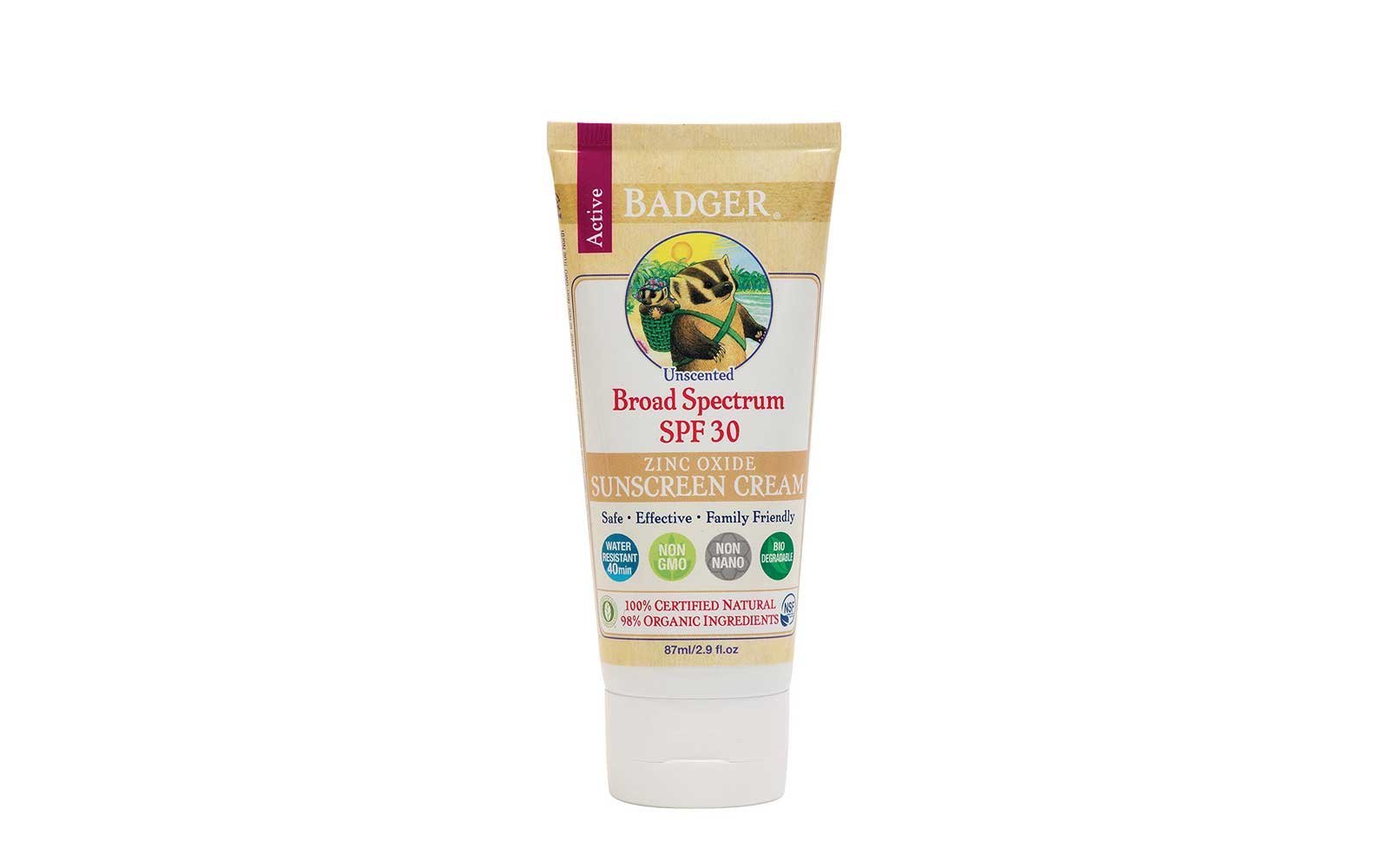 Badger SPF 30 Unscented Sunscreen Cream